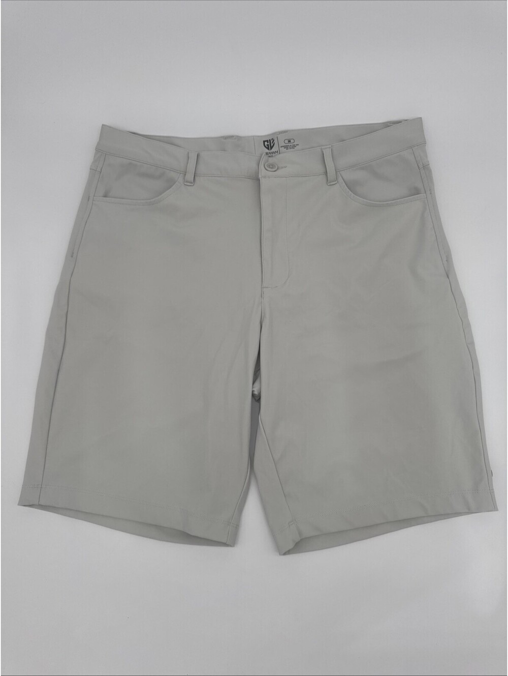 Graham Luxe Men's Performance Golf Shorts Size 36 Inseam 9” Rise 12” Light Grey